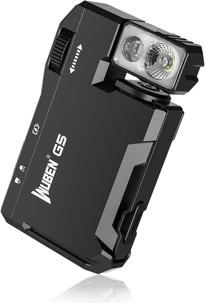 GQ G5 Rechargeable EDC Flashlight, 400 Lumens Dual Light Sources Mini Flashlight with RGB Light, Portable Flat Pocket Flashlights, Magnetic Keychain for Outdoor Home Emergencies