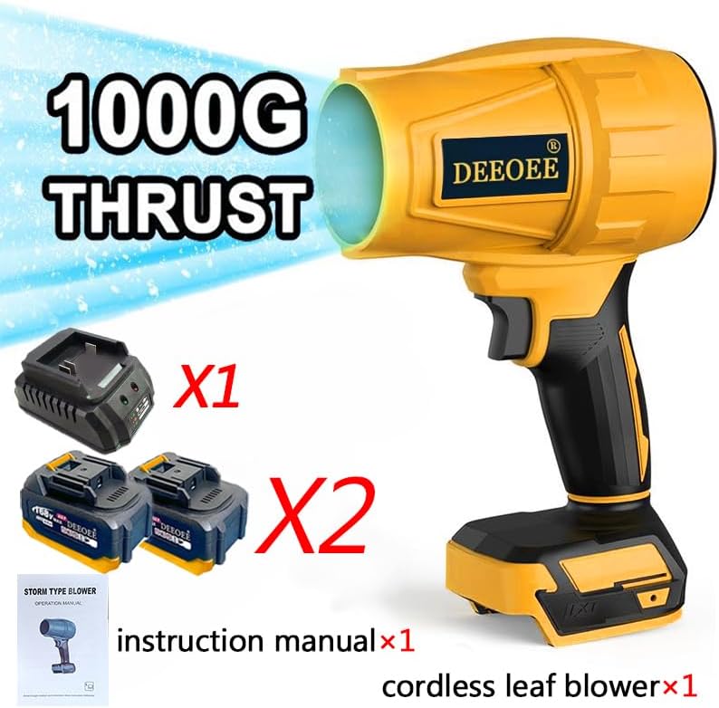 DEEOEE Handheld Leaf Blower, Portable Battery Powered, Dimensions: 5.9 x 3.54 inches, Colors: Yellow and Black