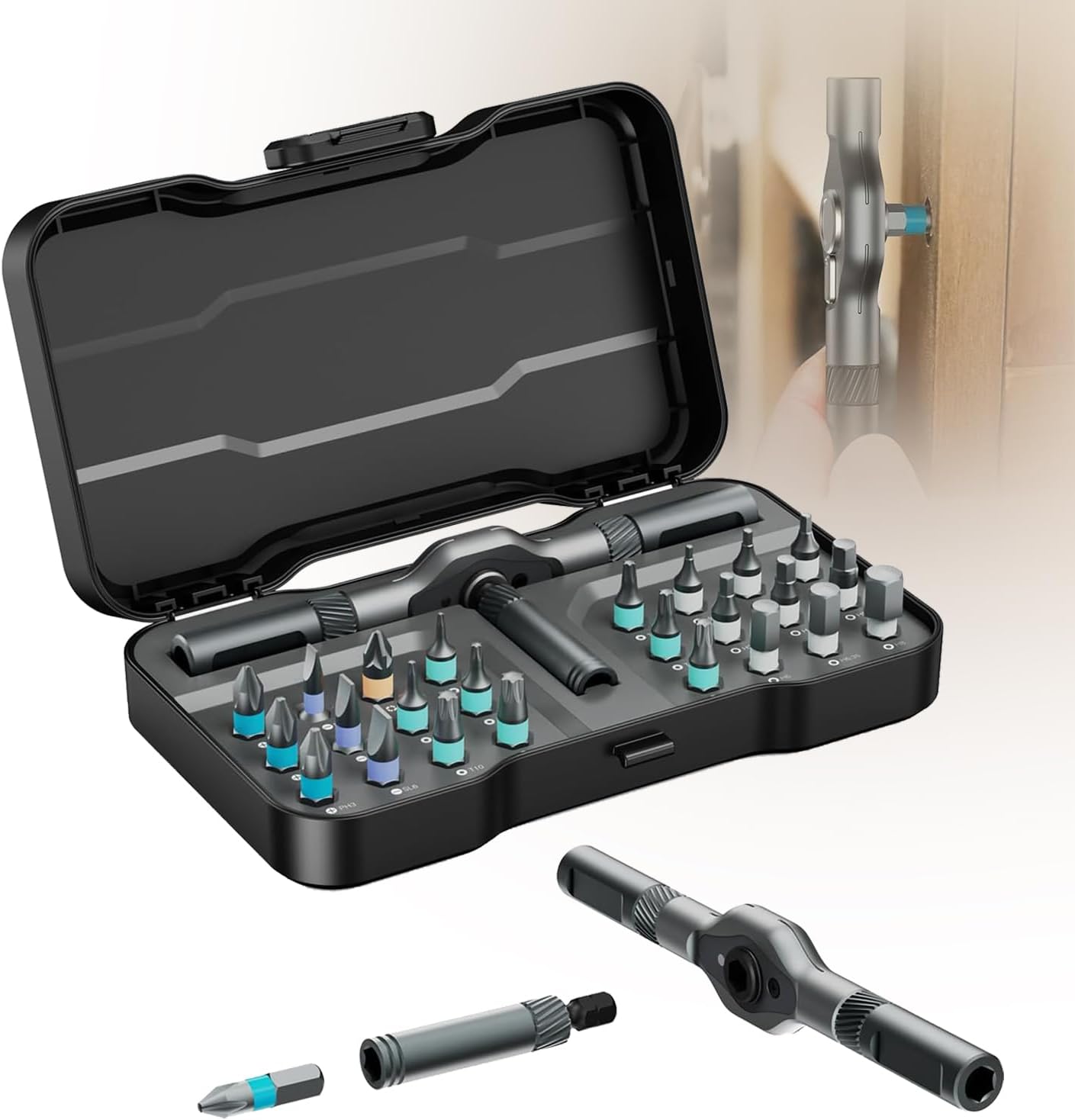 ⏰ LAST DAY 60% OFF 💥 SEESE 24 in 1 Magnetic Screwdriver Set,DIY Ratchet Screwdriver Set,Detachable Assembly T Handle,Portable Precision Repair Tool Kit for PC, Bicycle, Furniture, Electronics