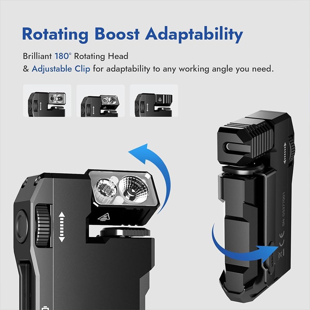 GQ G5 Rechargeable EDC Flashlight, 400 Lumens Dual Light Sources Mini Flashlight with RGB Light, Portable Flat Pocket Flashlights, Magnetic Keychain for Outdoor Home Emergencies