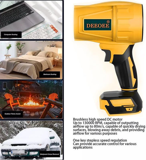 DEEOEE Handheld Leaf Blower, Portable Battery Powered, Dimensions: 5.9 x 3.54 inches, Colors: Yellow and Black