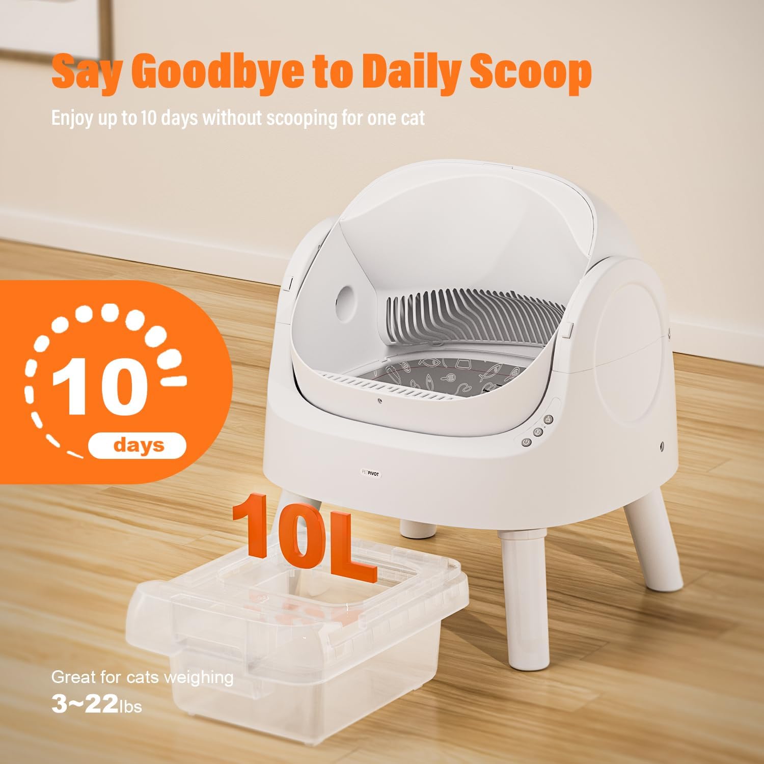 ⏰ LAST DAY 80% OFF 💥 PetPivot Autoscooper 11 Open-Top Self Cleaning Cat Litter Box, Automatic Cat Litter Box for Multiple Cats with Trash Bags and Litter Mat Included