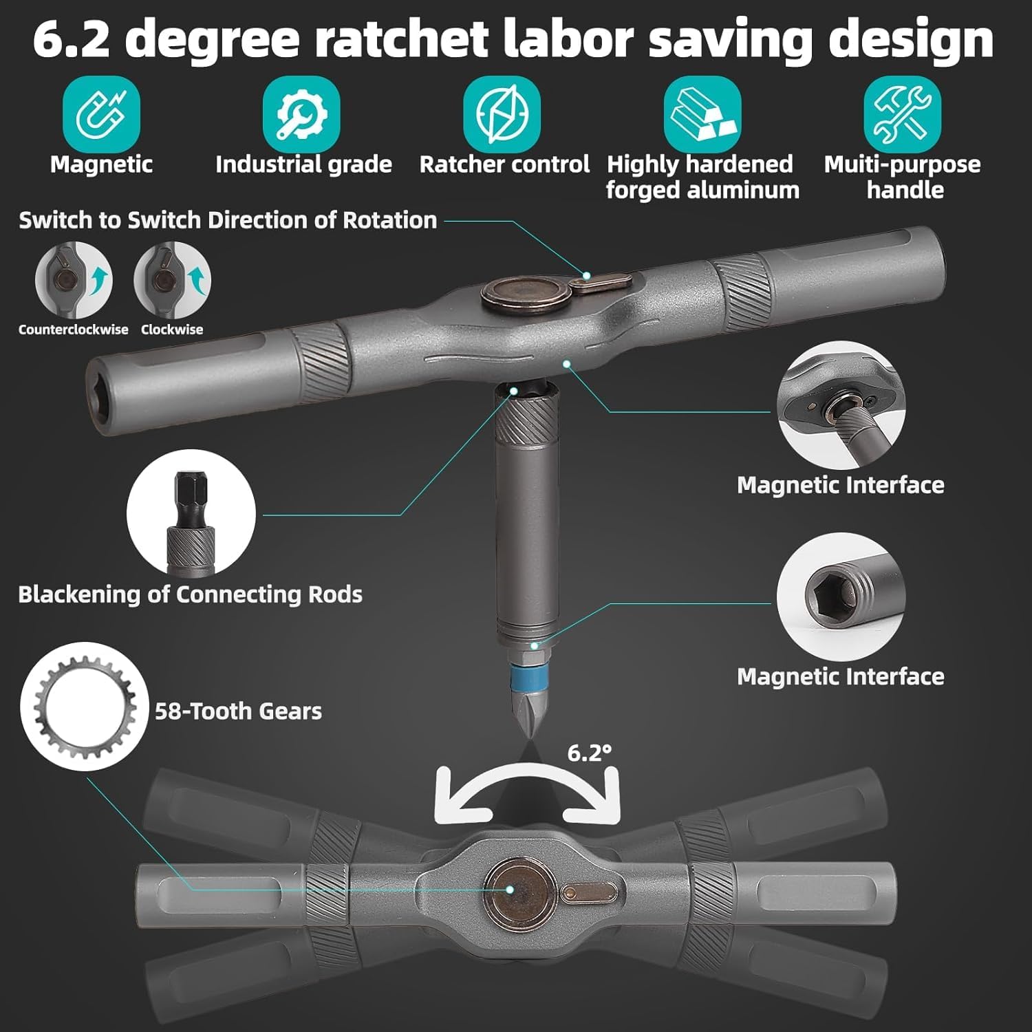 ⏰ LAST DAY 60% OFF 💥 SEESE 24 in 1 Magnetic Screwdriver Set,DIY Ratchet Screwdriver Set,Detachable Assembly T Handle,Portable Precision Repair Tool Kit for PC, Bicycle, Furniture, Electronics