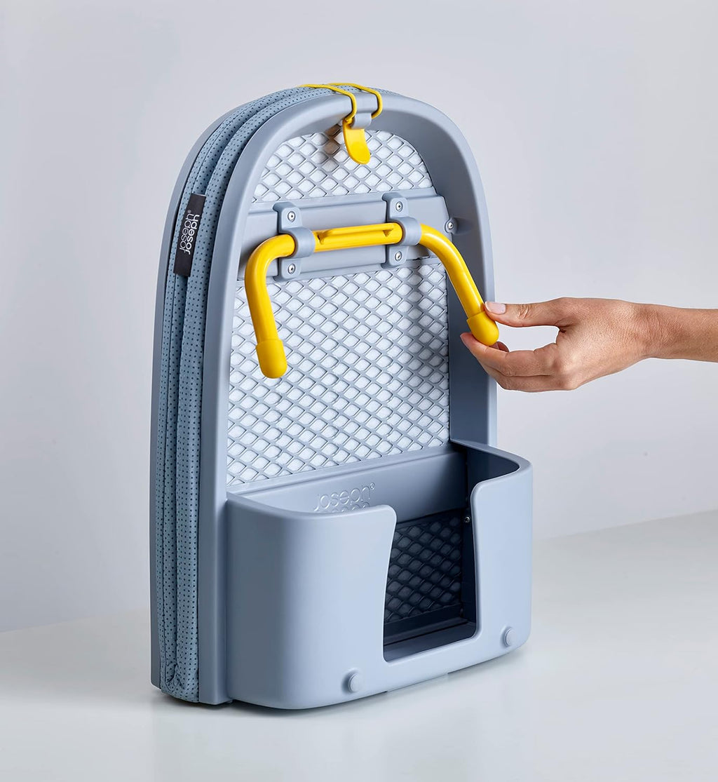 Joseph Joseph Pocket Folding Tabletop Ironing Board with Iron Holder and wall mount, Compact Space-Saving , Grey/Yellow