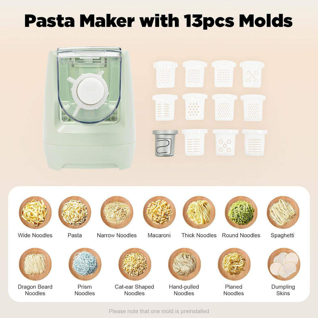 ⏰ LAST DAY 65% OFF 💥 Electric Pasta Maker,260W Household Automatic Pasta Maker Machine,Automatic Noodle Maker with 13 Noodle Shapes for Home Kitchen Use