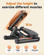 Niceday Steppers for Exercise, Stair Stepper with Resistance Bands, Mini Stepper with 300LBS Loading Capacity, Hydraulic Fitness Stepper with LCD Monitor