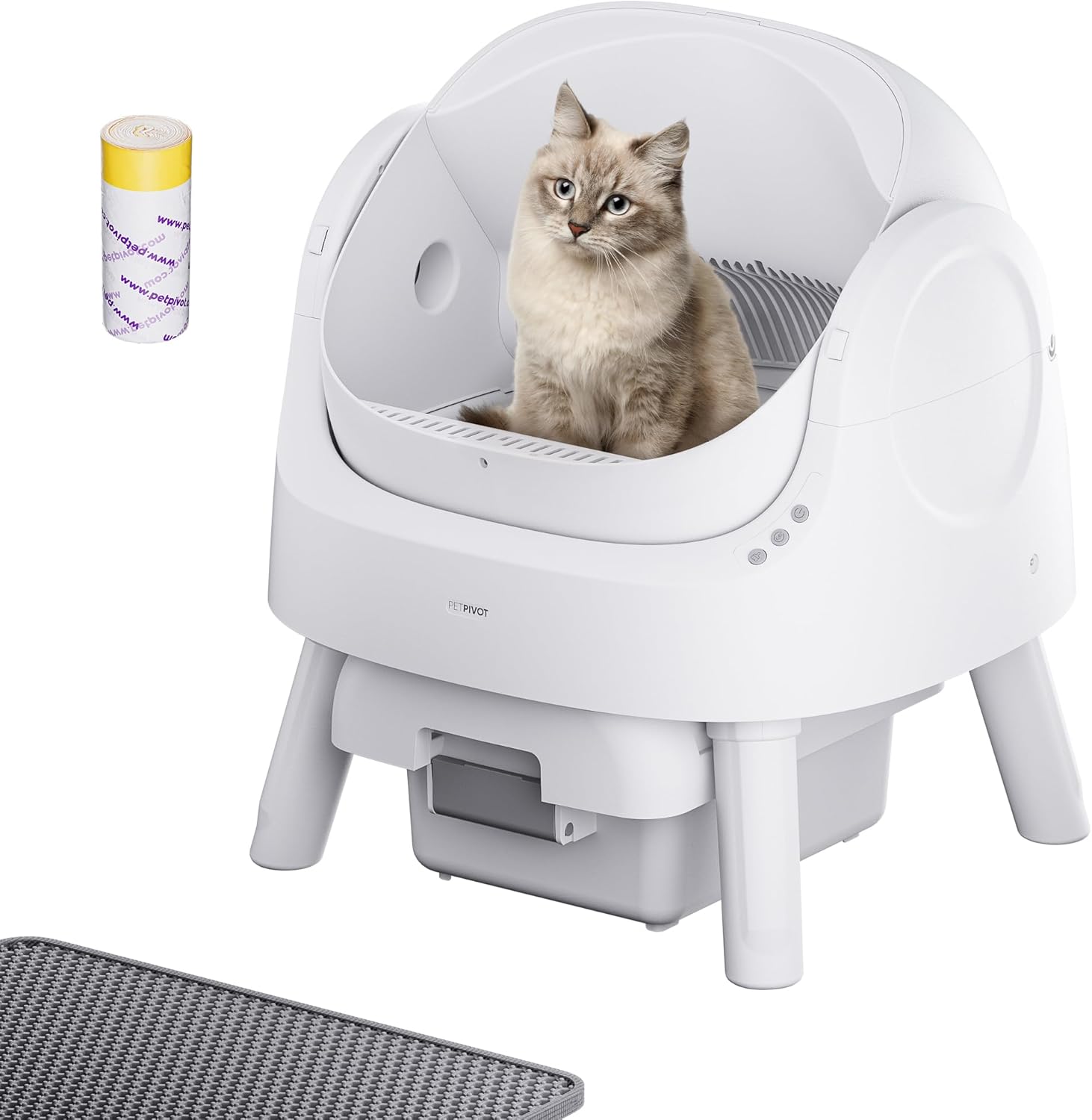 ⏰ LAST DAY 80% OFF 💥 PetPivot Autoscooper 11 Open-Top Self Cleaning Cat Litter Box, Automatic Cat Litter Box for Multiple Cats with Trash Bags and Litter Mat Included