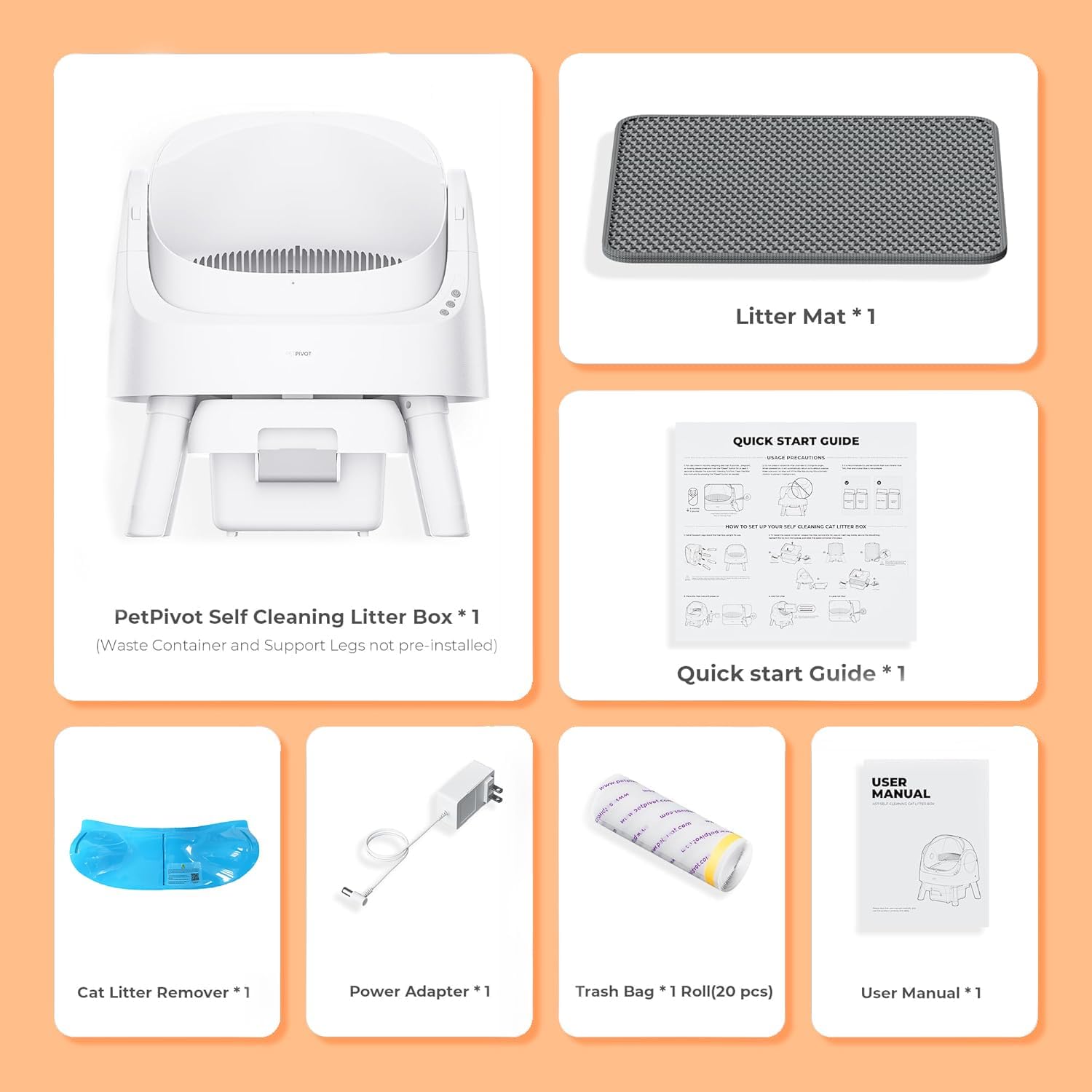 ⏰ LAST DAY 80% OFF 💥 PetPivot Autoscooper 11 Open-Top Self Cleaning Cat Litter Box, Automatic Cat Litter Box for Multiple Cats with Trash Bags and Litter Mat Included