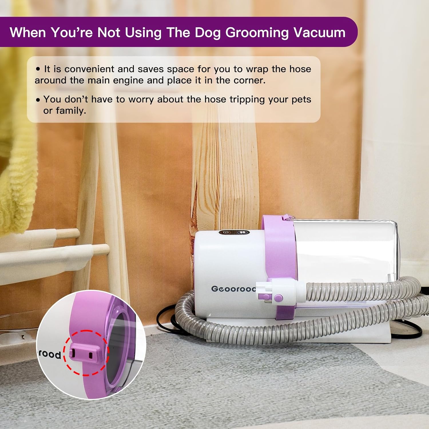 ⏰ LAST DAY 60% OFF 💥 Vacuum Kit, 2.5L Dust Cup Pet Grooming with Clippers for Dogs Cats Hair Shedding Brush at Home Purple
