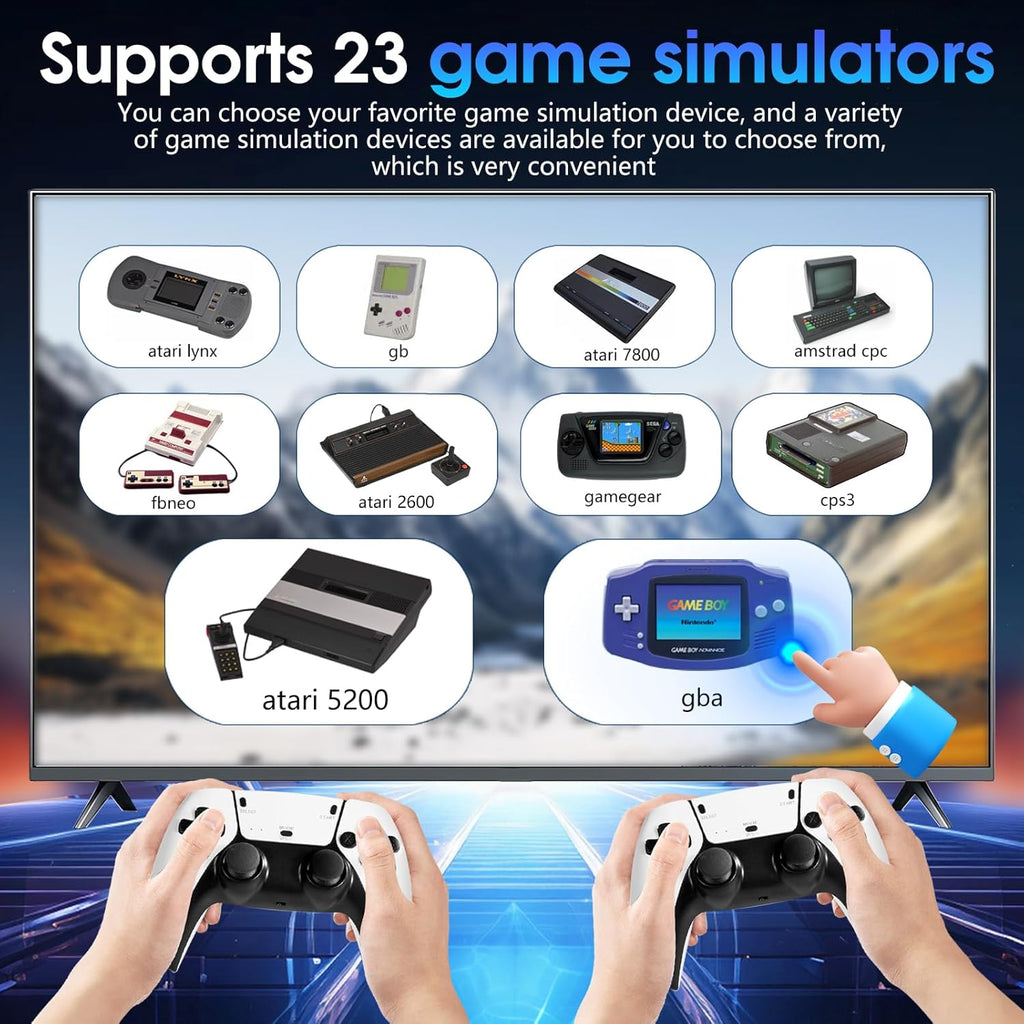 ⭐【Valentine's gift】TEFELE 2026New Wireless Retro Game Console Plug and Play 4K HD HDMI TV Game Stick 23 Simulators and Over 40,000 Games 2.4G with Dual 2.4G Wireless Controllers(128G)