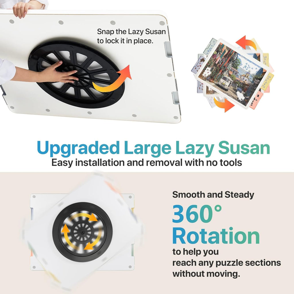 ⏰ LAST DAY 60% OFF 💥 1500 Pieces Rotating Plastic Puzzle Board with Drawers and Cover, 35"x27" Portable Spinning Jigsaw Puzzle Table for Adults, Upgraded Lazy Susan, Ideal Gift for Mum