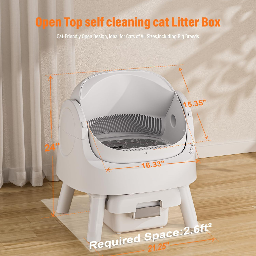 ⏰ LAST DAY 80% OFF 💥 PetPivot Autoscooper 11 Open-Top Self Cleaning Cat Litter Box, Automatic Cat Litter Box for Multiple Cats with Trash Bags and Litter Mat Included
