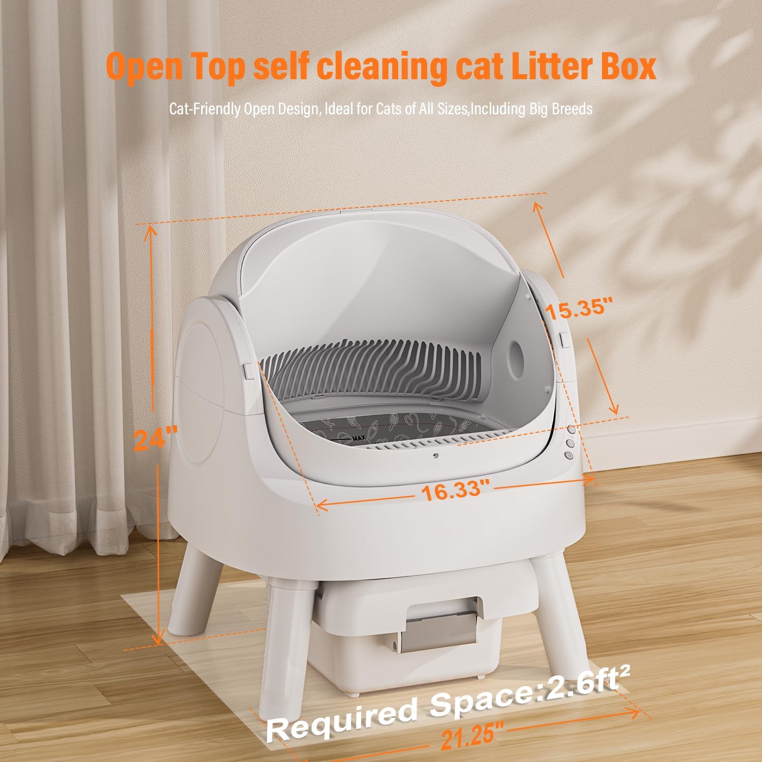⏰ LAST DAY 80% OFF 💥 PetPivot Autoscooper 11 Open-Top Self Cleaning Cat Litter Box, Automatic Cat Litter Box for Multiple Cats with Trash Bags and Litter Mat Included