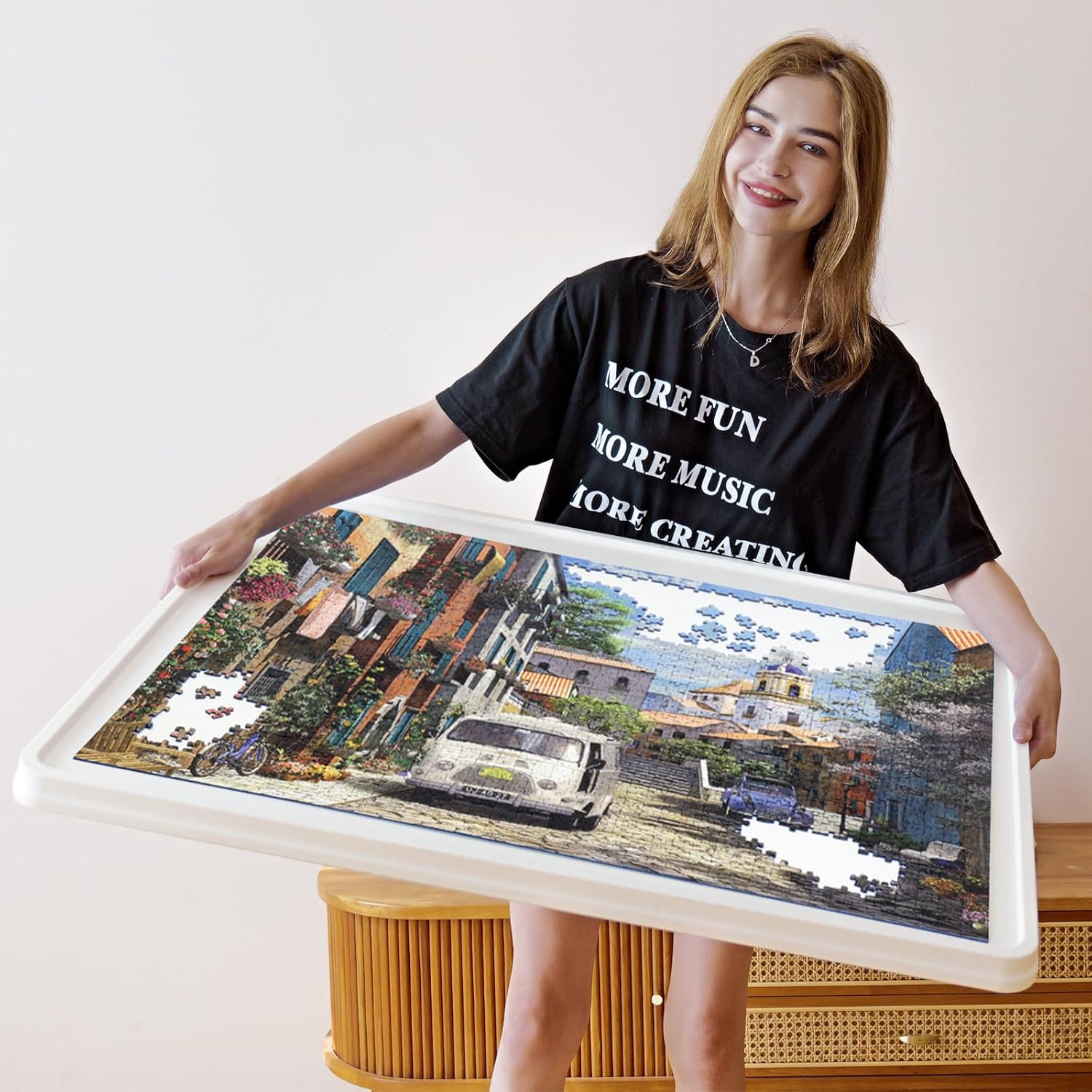 ⏰ LAST DAY 60% OFF 💥 1500 Pieces Rotating Plastic Puzzle Board with Drawers and Cover, 35"x27" Portable Spinning Jigsaw Puzzle Table for Adults, Upgraded Lazy Susan, Ideal Gift for Mum