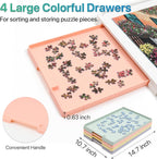 ⏰ LAST DAY 60% OFF 💥 1500 Pieces Rotating Plastic Puzzle Board with Drawers and Cover, 35"x27" Portable Spinning Jigsaw Puzzle Table for Adults, Upgraded Lazy Susan, Ideal Gift for Mum