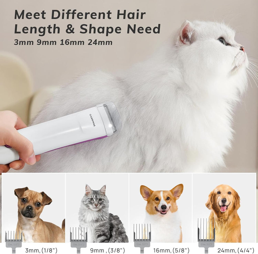 ⏰ LAST DAY 60% OFF 💥 Vacuum Kit, 2.5L Dust Cup Pet Grooming with Clippers for Dogs Cats Hair Shedding Brush at Home Purple