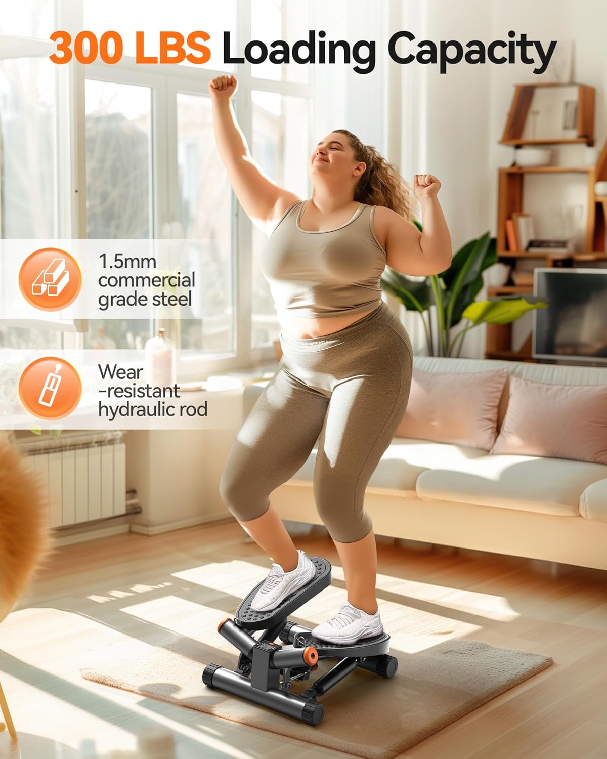 Niceday Steppers for Exercise, Stair Stepper with Resistance Bands, Mini Stepper with 300LBS Loading Capacity, Hydraulic Fitness Stepper with LCD Monitor