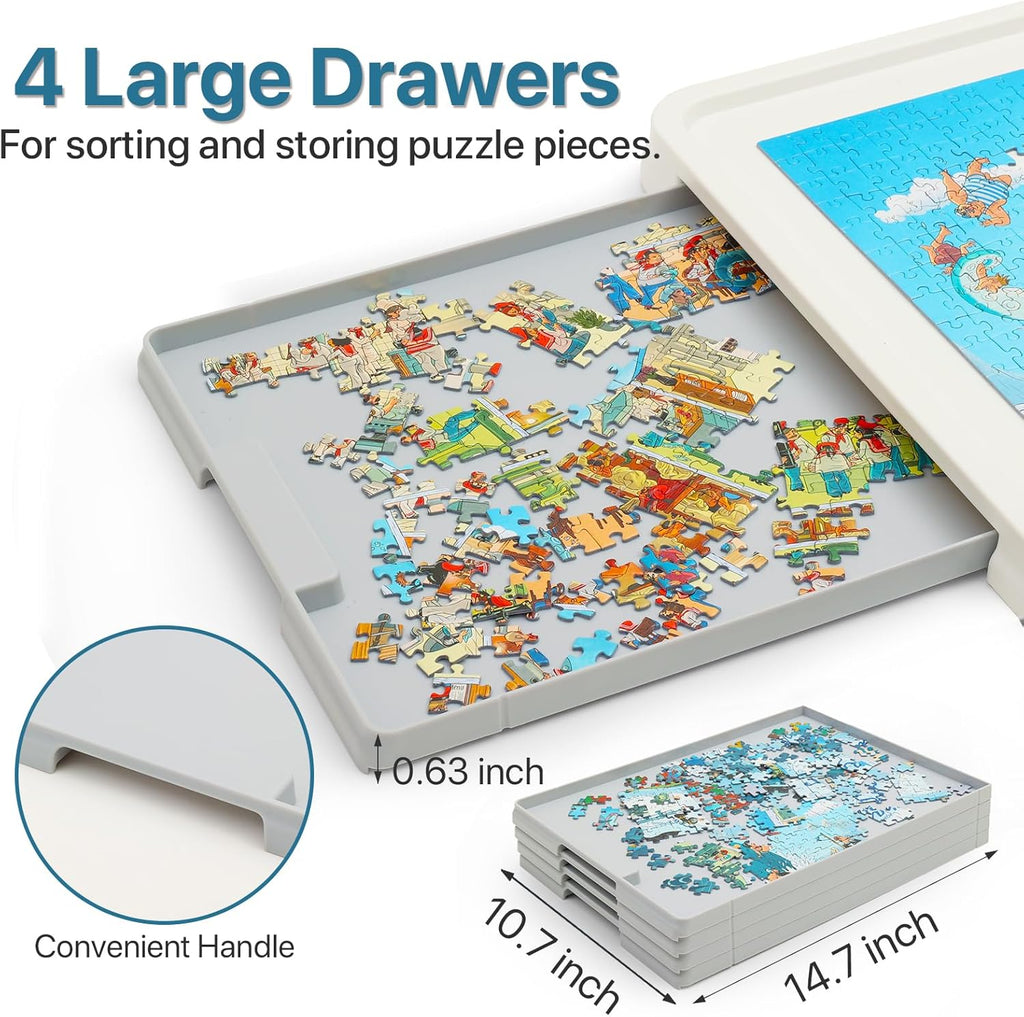 ⏰ LAST DAY 60% OFF 💥 1500 Pieces Rotating Plastic Puzzle Board with Drawers and Cover, 35"x27" Portable Spinning Jigsaw Puzzle Table for Adults, Upgraded Lazy Susan, Ideal Gift for Mum